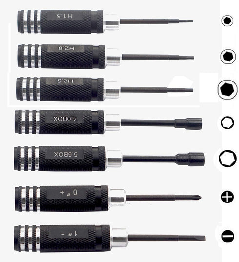 7PCS Vgoohobby Hex Screw Driver Screwdriver Repair Tool Kit Set Hex Nut Key Socket for RC Helicopter Airplane Robotics Car,H1.5 2.0 2.5mm Hex,4.0 ...