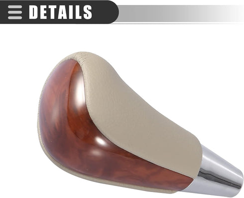 Motoforti Car Automatic Gear Stick Shift Knob, for Toyota RAV4 Camry Corolla, Faux Leather, Wood, Beige Brown...