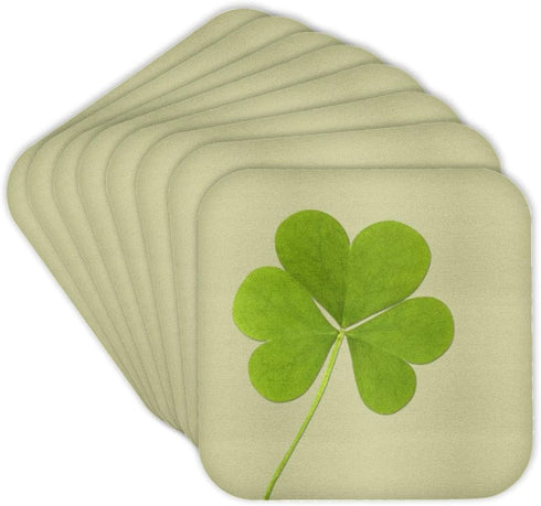 3dRose CST_39339_2 Green Clover Irish Art St. Patricks Day Soft Coasters, Set of 8...