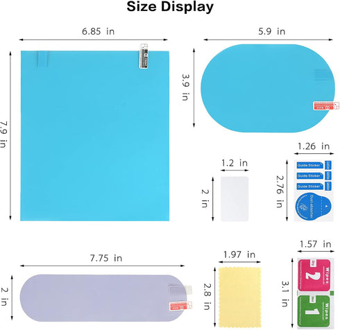 20 Pack Car Rearview Mirror Film,Anti Fog Anti Scratch Interior Rearview Mirror Anti Glare Film Waterproof HD Nano Clear Protective Sticker Film f...