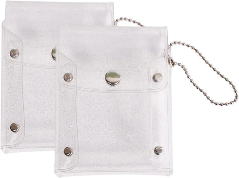 2 Pieces Vertical Transparent Coin Pouch Wallet Pouch with Snap Card Holder Card Business Card Case Lipstick Storage Bag...