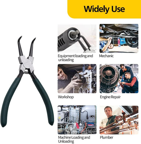 Snap Ring Pliers Set, 2pcs 7" Internal/External Circlip Pliers Kit with Bent Jaw, Heavy Duty Precision Spring Loaded Pliers for Ring Remover Retai...