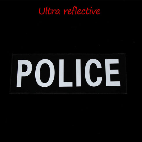 Syhood 3 Pieces Police Patches for Vest 11 x 4 Inches Reflective Ultra Black Police Panel Patches for Vest Jacket Back Panel...