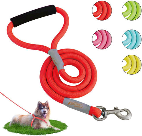 4 FT Dog Leash with Comfortable Padded Handle Threads for Small Medium and Large Dogs Puppy Laisse Pour Chien (4FT-0.28"(Pack of 1) Red S)...