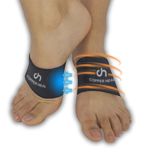 COPPER HEAL Arch Copper Compression Support Brace 2 units Foot Plantar Fasciitis Sleeves Helps Relief Heel Spurs Flat Feet Ankle Achilles Tendon I...
