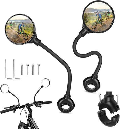 AtfArt Bike Mirror Handlebar Mount HD Bike Rear View Mirror Bicycle Mirrors for Handlebars Adjustable Rotatable Bike Mirrors Ride Safely (A-2 Pcs ...