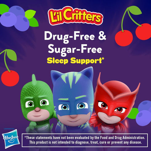 L'il Critters PJ Masks Gummy Melatonin Supplement for Kids, Drug-Free Sleep Support, 60 gummies...