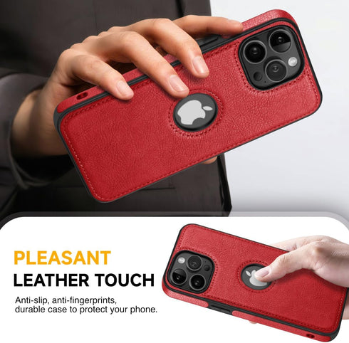 Unique Design Luxury Leather Business Phone Case for iPhone 11 Pro Max Anti-Slip Scratch Resistant Ultra Slim Protective Case (2019,6.5”) (Red)...