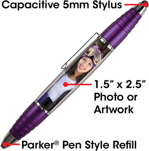 PixStylus 2 in 1 Personalized Pen and Stylus Combo - DIY – Just Insert a Photo or Create Your Own Custom Insert Online - Multicolor 6 Pack...