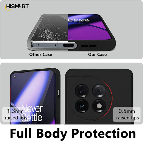 Phone Case for OnePlus 11(2023), Slim Silicone Mobile Cover Waterproof with Full Camera Protection - Black...