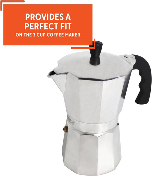 IMUSA USA Aluminum Stovetop Espresso Maker Replacement Rubber Ring & Filter only for 3 Cup...