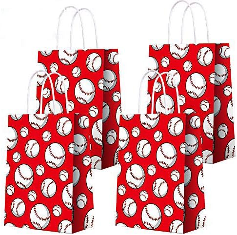 16 PCS Baseball Party Gift Bags for Baseball Party Supplies Birthday Decor Decorations Party Favor Goody Treat Candy Bag Baseball Pattern Gift Bag...