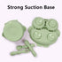 Owl Shape Silicone Baby Feeding Set, Toddler Suction Plates and Bowls Set with Spoons, Kids Silicone Dinnerware Set Eating Utensils, Green...