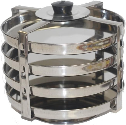 Tabakh 4-Plate Stainless Steel Dhokla Stand, Medium, Silver...