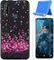 Case for Oukitel C17 Pro with Phone Stand + Tempered Glass Screen Protector, Flexible Soft Black TPU Red Heart Shell Silicone Gel Protective Case ...