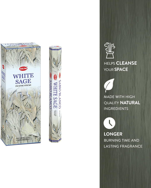Hem White Sage Tubes Incense, 20g, Box of Six...