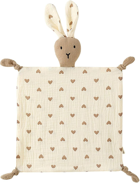Lovey Blanket for Boys and Girls, Organic Cotton Muslin Security Blanket for Babies, Soft Breathable Lovie Soothing Towel for Newborn and Infant (...