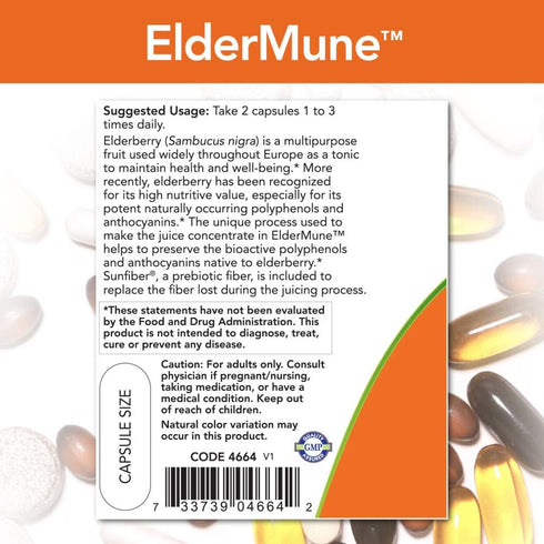 NOW Supplements, ElderMune 65:1 Elderberry Juice Concentrate With Vitamin C, Immune System Support, 90 Veg Capsules...