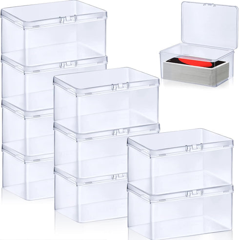 Qunclay 10 Pcs Playing Card Case Clear Playing Card Box Playing Deck Card Storage Box Card Deck Holder Card Organizer Compatible with MTG/TCG Base...