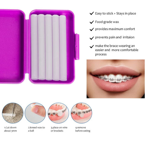 Portable Orthodontic Oral Care Kit - 2Pack - Travel Kit for Patients, Interdental Brushing Wax Floss Toothbrush Cleaning(Purple & Blue)...