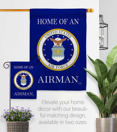 Breeze Decor Home of Airman Garden Flag Armed Air Force USAF United State American Military Veteran Retire Official House Decoration Banner Small ...
