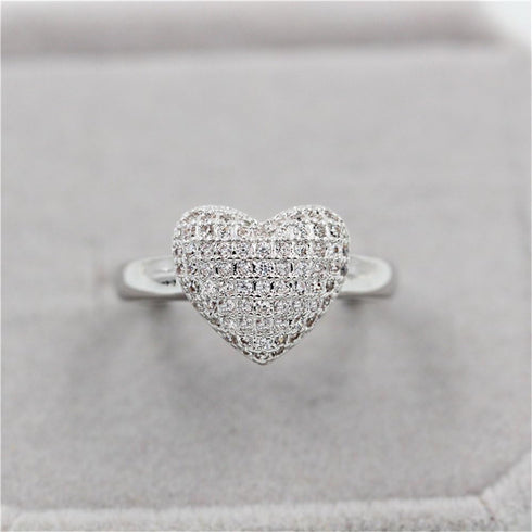 Uloveido Dainty Women's White Gold Plated Love Heart White Cubic Zirconia Enhancer Wedding Promise Rings J070...