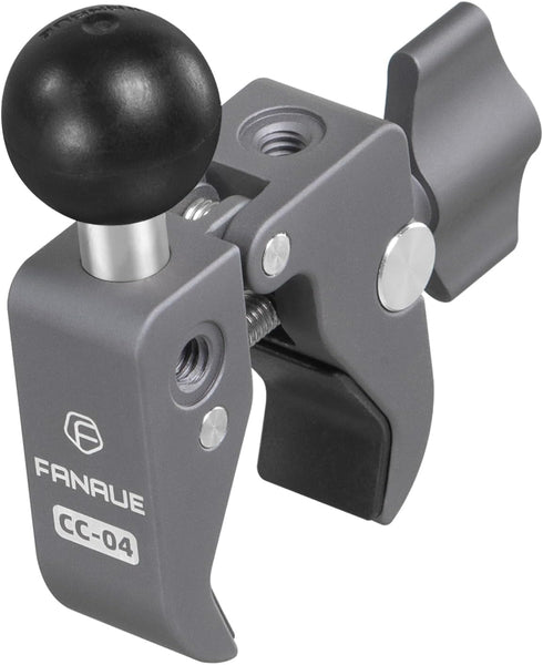 FANAUE Handlebar Base Mount Strong Rod Clamp with 1'' Ball for Rails 0.5" to 2.0" in Diameter, Compatible with RAM Mounts B Size Double Socket Arm...