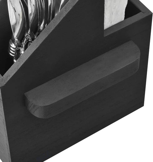 Ikee Design Wooden Utensil Caddy with Handles, Silverware Caddy, Silverware Holder for Countertop,Party,Camping and Kitchen, Silverware Organizer,...