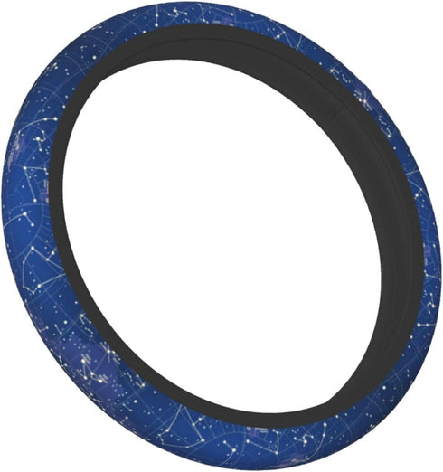 Steering Wheel Cover for Women Men Constellations Sky Map of Northern Hemisphere Stars Names Neoprene Steering Wheel Protector Universal Fit Most ...