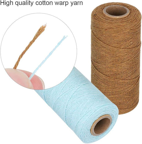 Pure Cotton Yarn, 2 Rolls 8/4 Warp Thread Knit Yarn 250m Tensile Resistant Weaving Loom Cotton Thread for Knit Carpets, Ribbons, Carpets, Blankets...