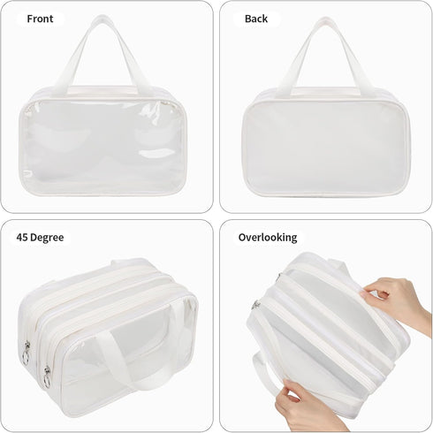 CUBETASTIC Clear Toiletry Bags for Traveling 2 Compartments Dry/Wet Separation Shower Bag with Mesh Draining Section, Portable Clear Makeup Bag & ...