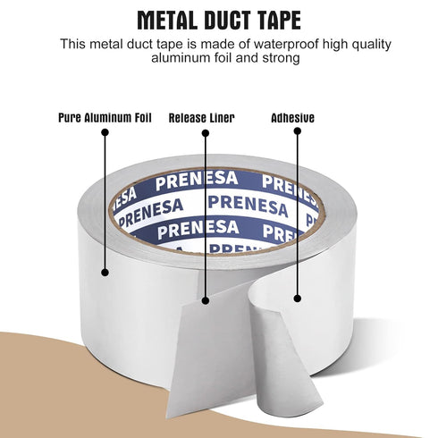 Aluminum Foil Tape Heavy Duty - 2 Inches x 65 Feet (22YD) High Temperature Aluminum Foil Tape,Silver HVAC Sealing Patching Hot Cold Air Duct Tape ...