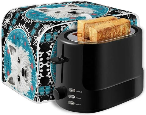 4 Slice Toaster Cover West Highland White Terrier Appliance Toaster Cover Westie Blue Mandala Universal Fit Wide Slot Bread Maker Protective Cover...