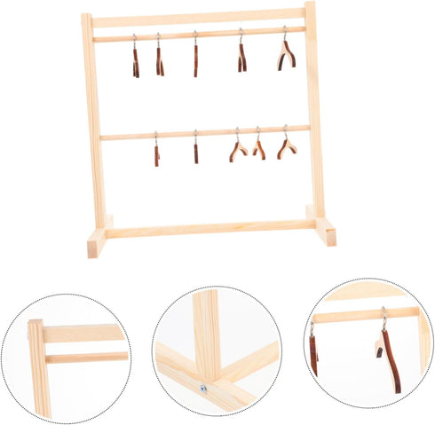 Toyvian 1set Dollhouse Hanger Miniature Garment Rack Wall Mount Clothing Rack Mini Doll Kid Furniture Kids Clothes Hangers Pants Hangers Space Sav...