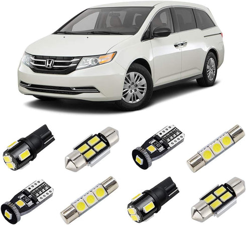 White LED Interior Lights Kit for Honda Odyssey 2011 2012 2013 2014 2015 2016 2017 Super Bright 6000K LED Interior Light Bulbs Package + License P...