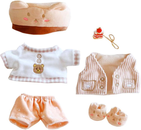 niannyyhouse Bear Suit Dress Up Hat T-Shirt Vest Pants Shoes Backpack 7.8in?20cm? Plush Doll Stuffed Figures Toys Clothes Accessories...