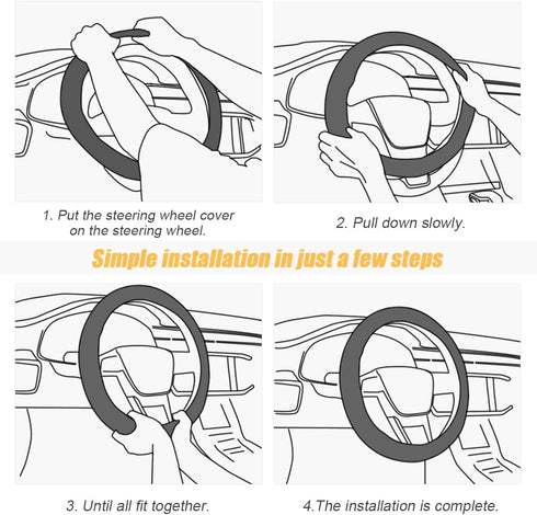 Carbon Fiber Car Steering Wheel Cover, Universal 15 inch Breathable Anti Slip Steering Wheel Covers, Car Interior Accessories for Men and Women, F...