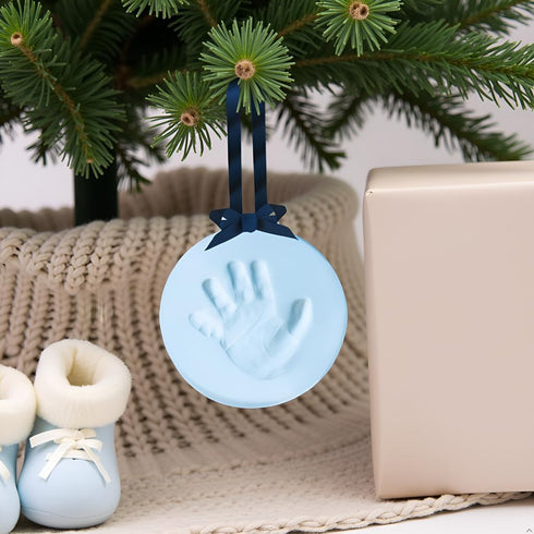 Pearhead Babyprints Baby's First Handprint or Footprint Ornament Kit, Easy No-Bake DIY Clay Impression, Christmas Baby Keepsake Gift, Blue...