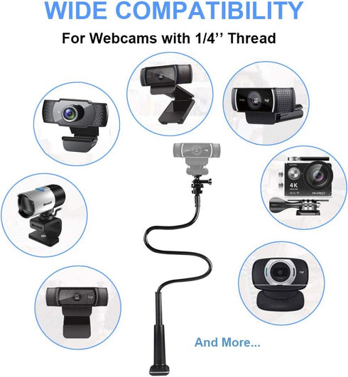 32 Inch Webcam Stand Camera Mount, Upgraded Thick Base Flexible Gooseneck Camera Stand Desk Webcam Mount Clamp for Logitech Webcam C930e C930 C920...