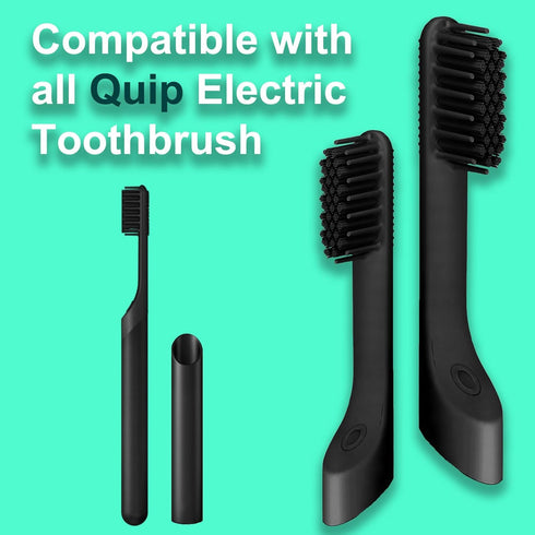 4-Pack Black Toothbrush Replacement Heads Compatible with Quip Electric Brush Head Refill for Quip Black...