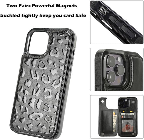 uCOLOR Compatible with iPhone 14 Pro Max 6.7" Wallet Case with Card Holder Folio Flip PU Leather Kickstand Card Slots Case Double Magnetic Clasp a...