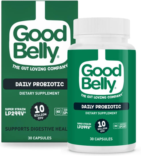 GoodBelly Probiotic Capsules for Digestive Health | Vegan Probiotic Supplement with 10 Billion Live Cultures | Probiotics for Women & Men | 30 Cap...