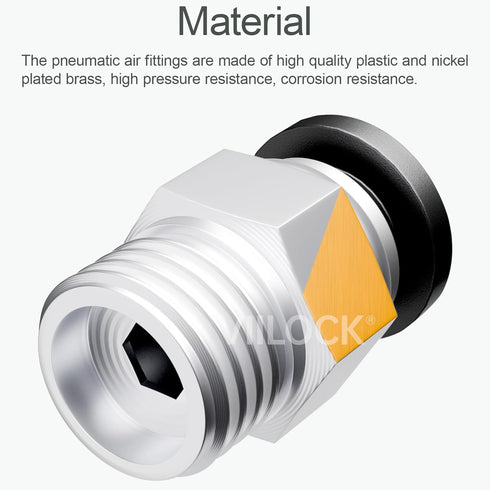 Pneumatic Push to Connect Tube Fitting, Male Straight 10mm Tube OD x 3/8”NPT Thread Air Line Fittings PC10-N3 (Pack of 10)...