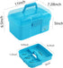 Kinsorcai 11'' Plastic Storage Box with Removable Tray, Multipurpose Organizer and Storage Case for Art Craft and Cosmetic (Blue)...