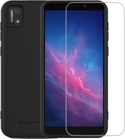for Cloud Mobile Stratus C7 Case with Tempered Glass Screen Protector Silicone Bumpers Anti-Scratch Shock Absorbing Protection Phone Case Cover fo...