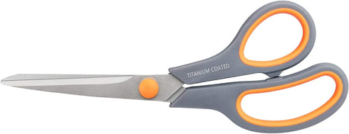 Scissors 8" Multipurpose Scissors Titanium Coated Sturdy Sharp Scissors Right/Left Handed Comfort-Grip Handles for Office Home School Sewing Fabri...