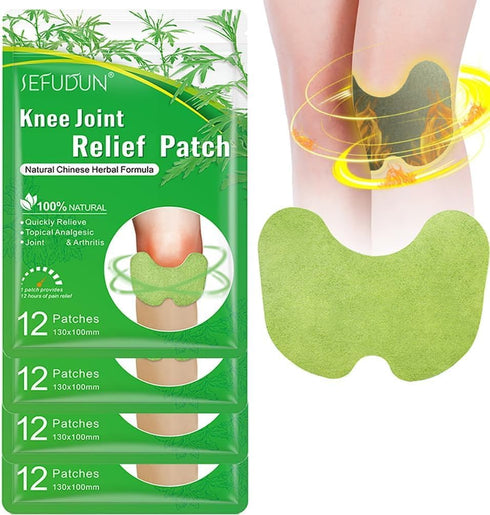 Flexiknee Knee Patches, 48 Pcs Natural Knee Relief Patch, Herbal Wormwood Warming Extract Sticker for Knee, Back (48)...