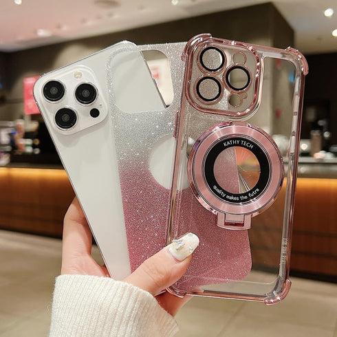 aowner for iPhone 13 Pro Max Glitter Case, Compatible with MagSafe, 120°Invisible Kickstand & Magnetic Ring Holder, Military Grade Shockproof Bump...