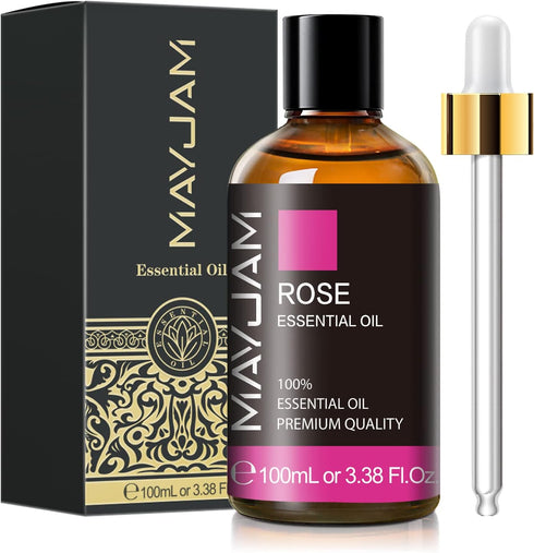 Rose Essential Oil, MAYJAM Premium Pure Essential Oils for Diffusers for Home, 3.38FL.OZ Large Volume Rose Oil for Soap Candle Making Massage...