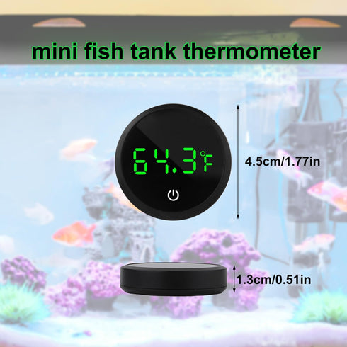 Fish Tank Thermometer, Rechargeable Aquarium Thermometer LED Digital Touch Screen Wireless Stick on Temperature Thermometer with Touch Screen, Lar...